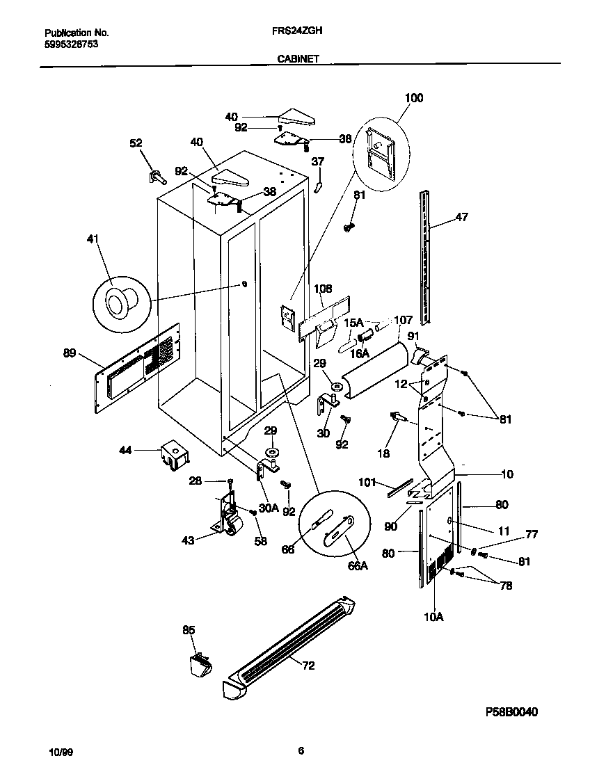 Frigidaire FRS24ZGHW3 cabinet diagram