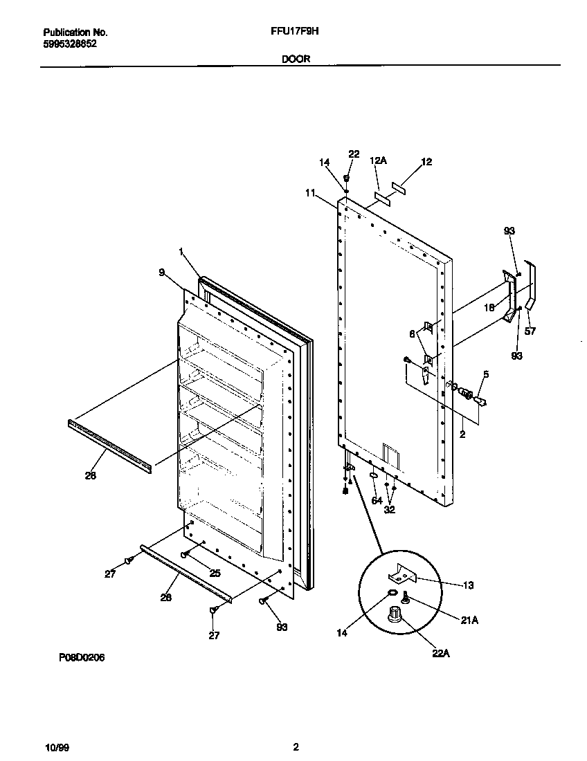Frigidaire FFU17F9HW1 door diagram