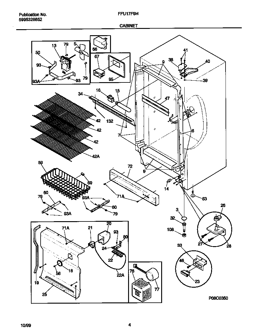 Frigidaire FFU17F9HW1 cabinet diagram