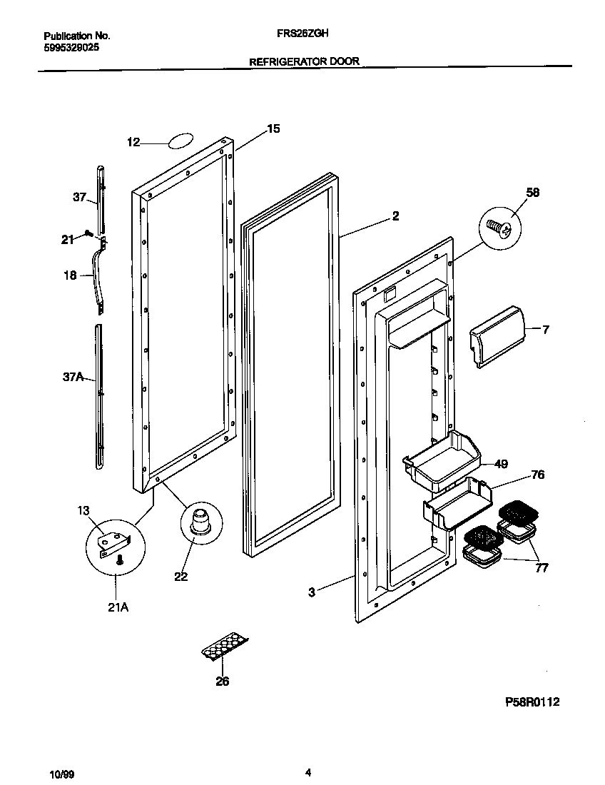 Frigidaire FRS26ZGHW2 refr door diagram