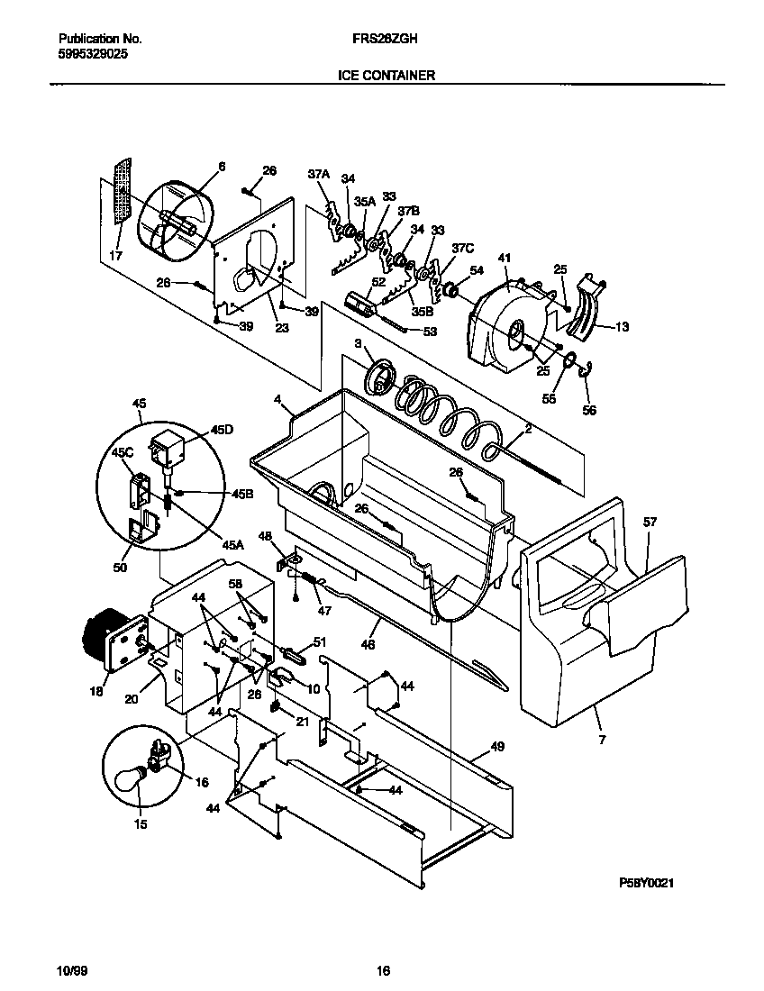 Frigidaire FRS26ZGHW2 ice container diagram