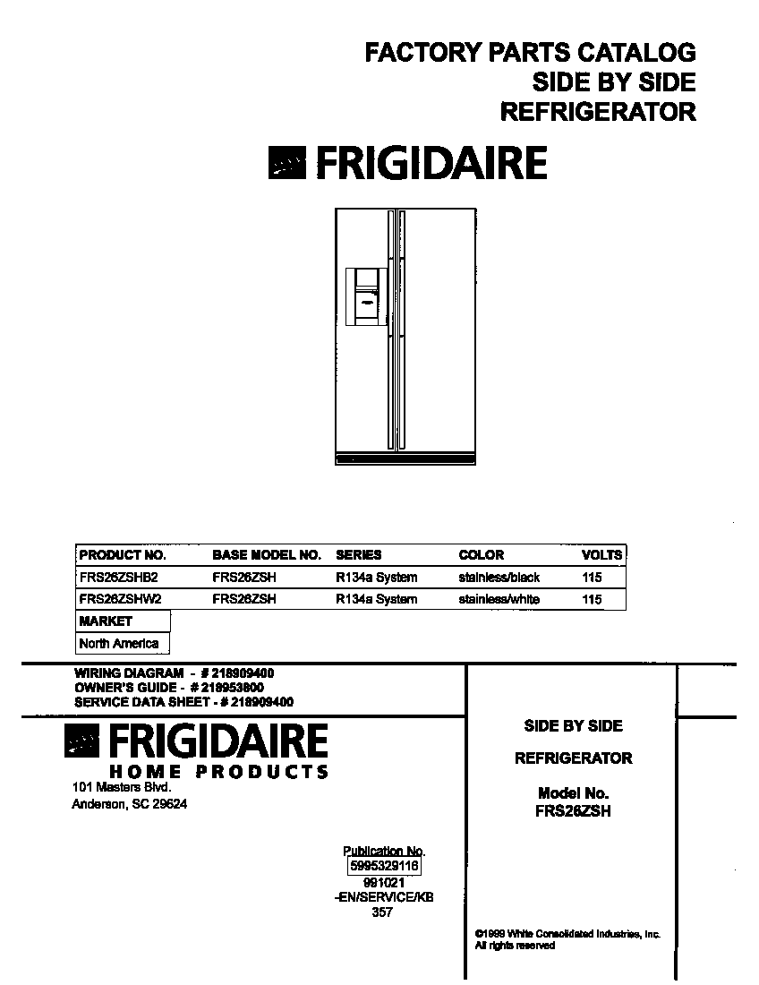 Frigidaire FRS26ZSHB2 cover diagram