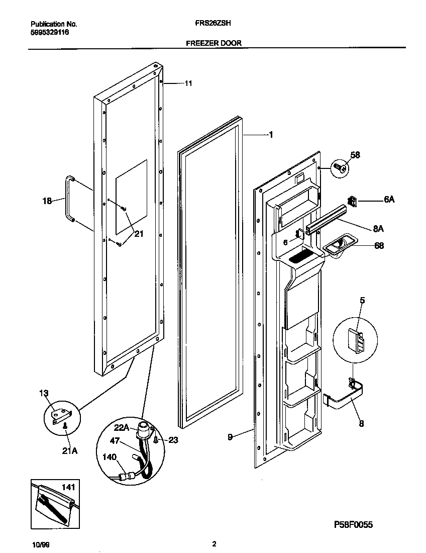 Frigidaire FRS26ZSHB2 frzr door diagram