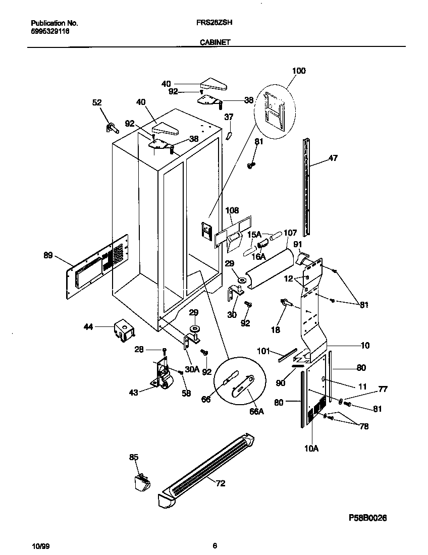 Frigidaire FRS26ZSHB2 cabinet diagram