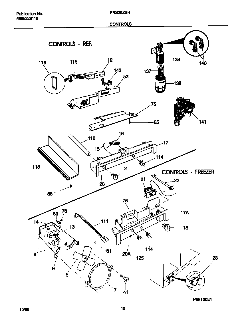 Frigidaire FRS26ZSHB2 controls diagram