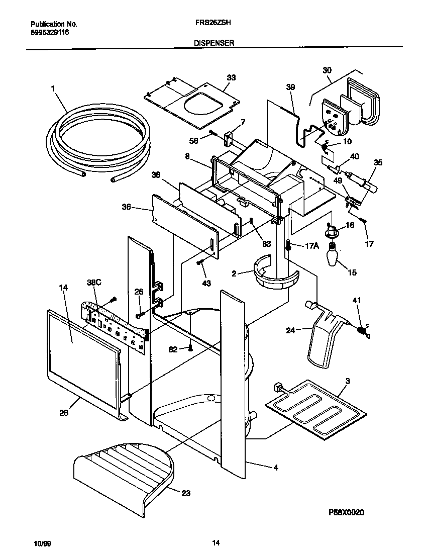 Frigidaire FRS26ZSHB2 ice dispenser diagram