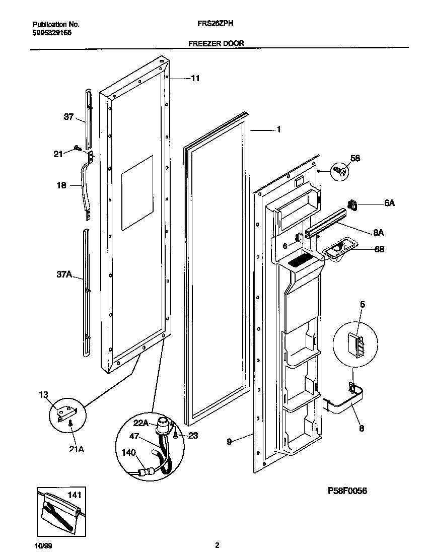 Frigidaire FRS26ZPHD1 frzr door diagram
