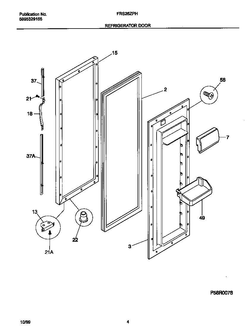 Frigidaire FRS26ZPHD1 refr door diagram