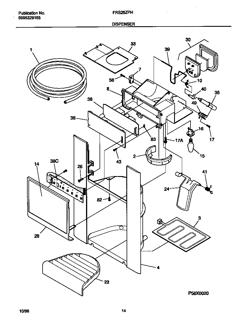 Frigidaire FRS26ZPHD1 ice dispenser diagram