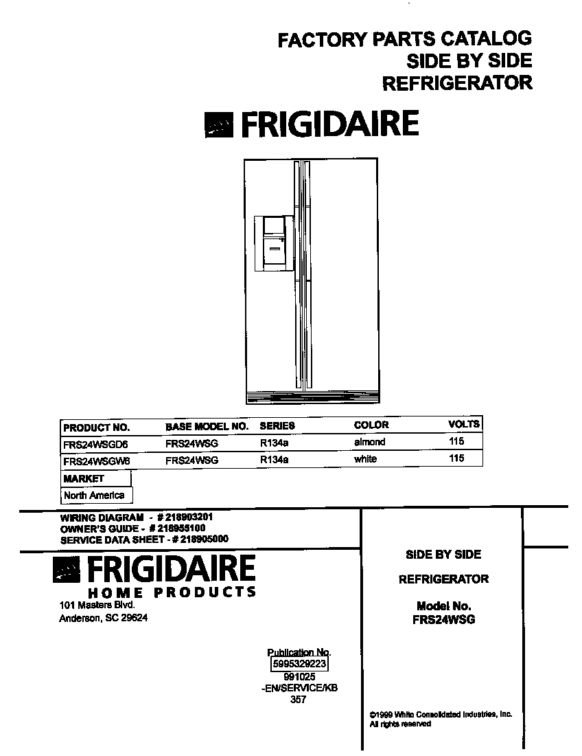 Frigidaire FRS24WSGD6 cover diagram
