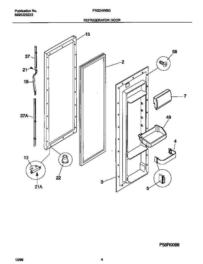 Frigidaire FRS24WSGD6 refr door diagram