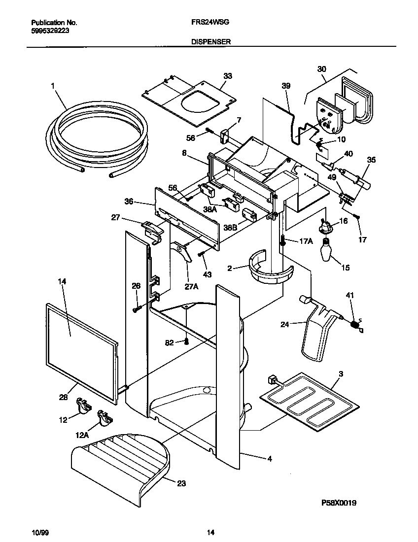 Frigidaire FRS24WSGD6 ice dispenser diagram
