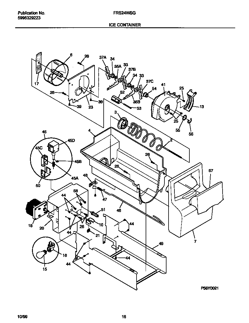 Frigidaire FRS24WSGD6 ice container diagram