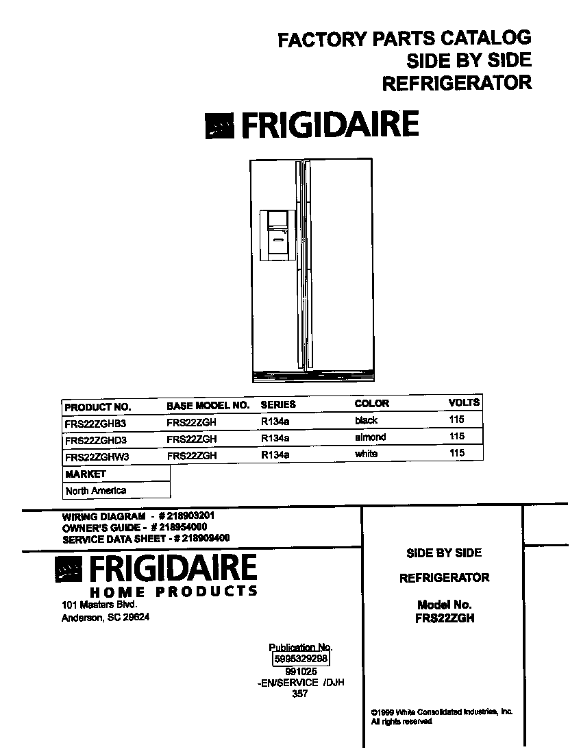 Frigidaire FRS22ZGHD3 cover diagram