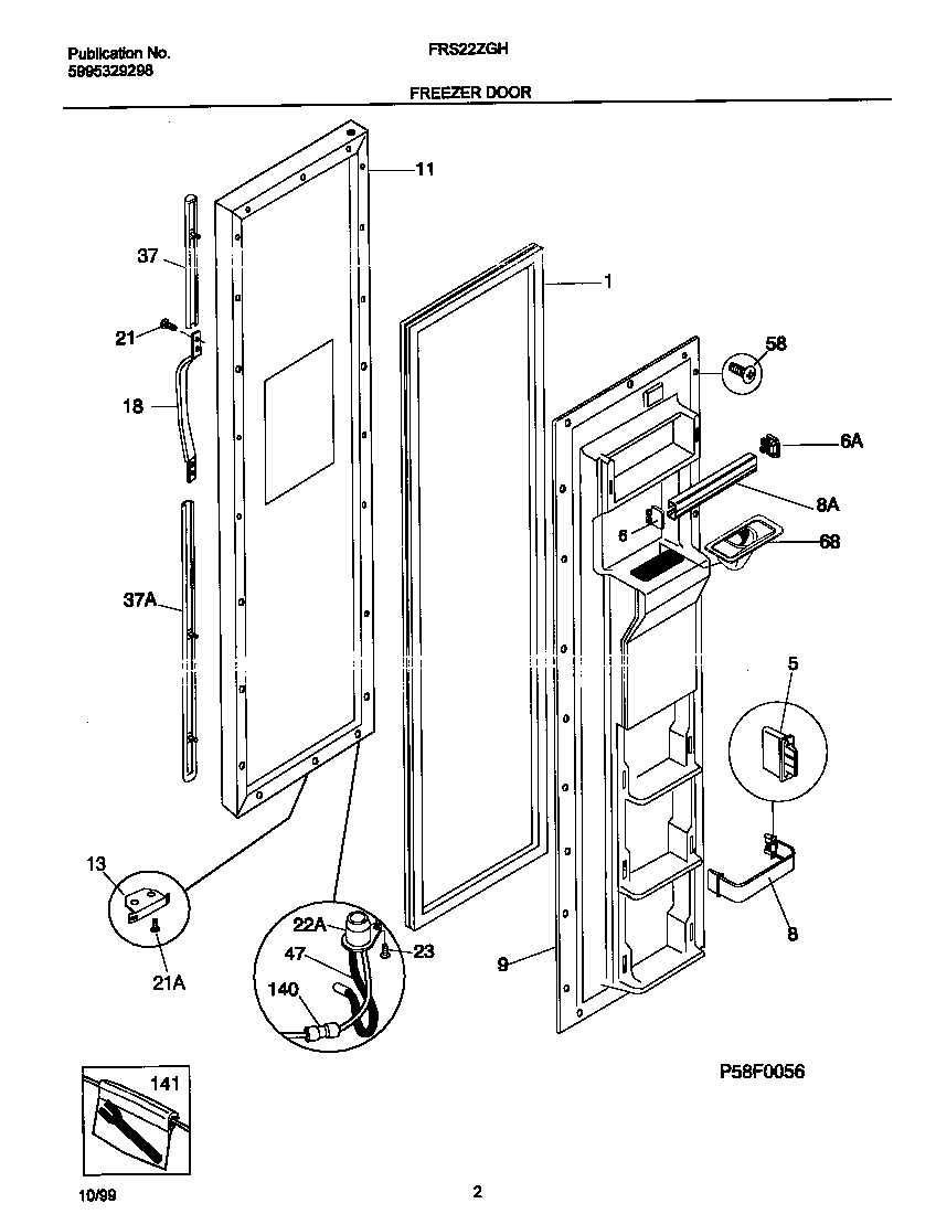 Frigidaire FRS22ZGHD3 frzr door diagram