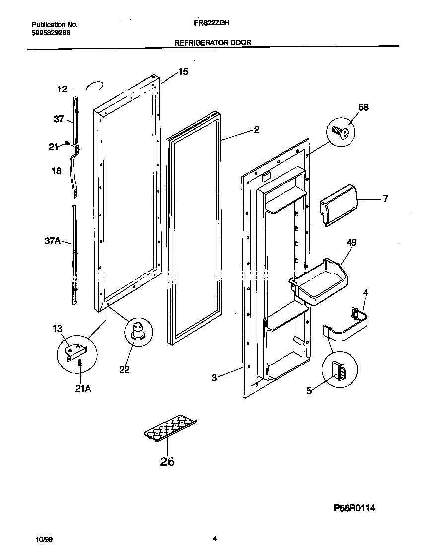 Frigidaire FRS22ZGHD3 refr door diagram