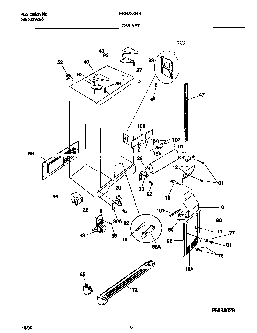 Frigidaire FRS22ZGHD3 cabinet diagram