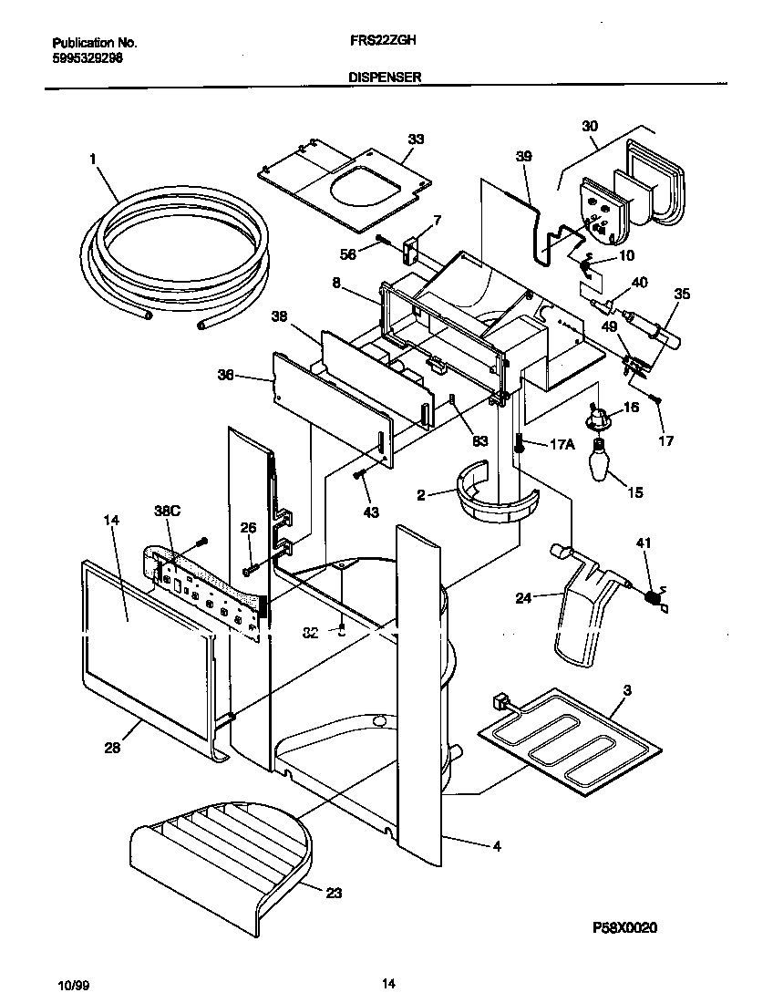Frigidaire FRS22ZGHD3 ice dispenser diagram