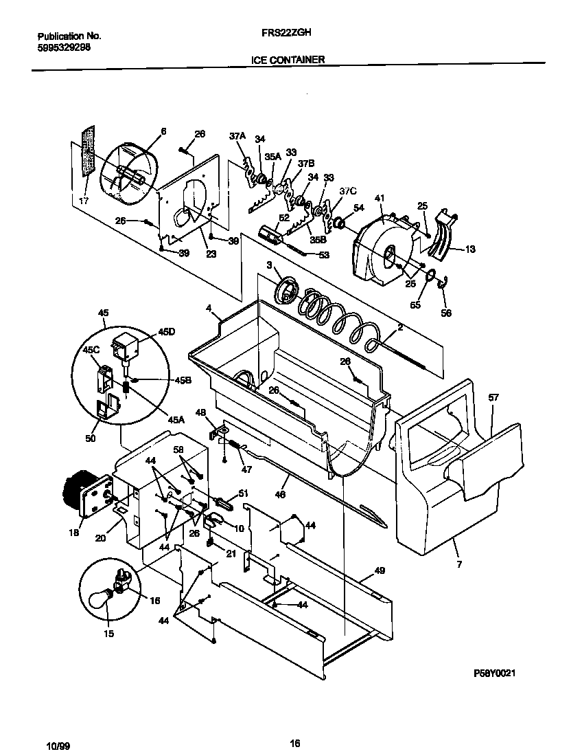 Frigidaire FRS22ZGHD3 ice container diagram