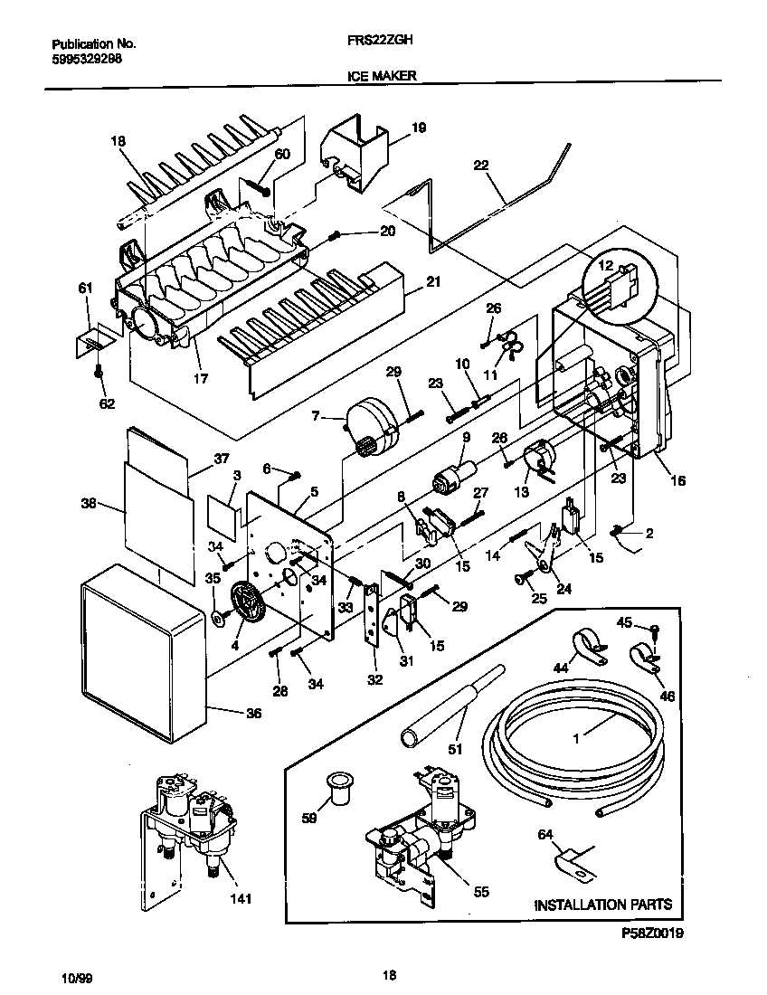 Frigidaire FRS22ZGHD3 ice maker diagram
