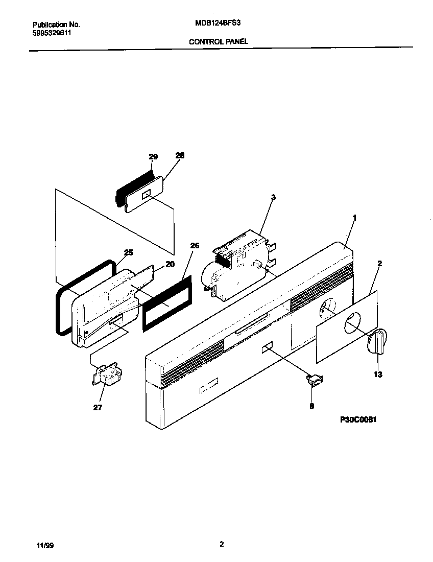 Universal/Multiflex (Frigidaire) MDB124BFS3 control panel diagram