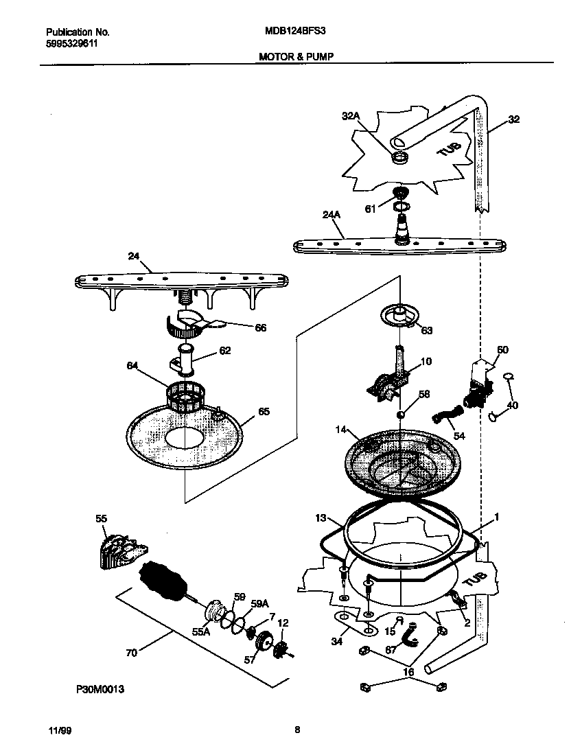 Universal/Multiflex (Frigidaire) MDB124BFS3 motor diagram