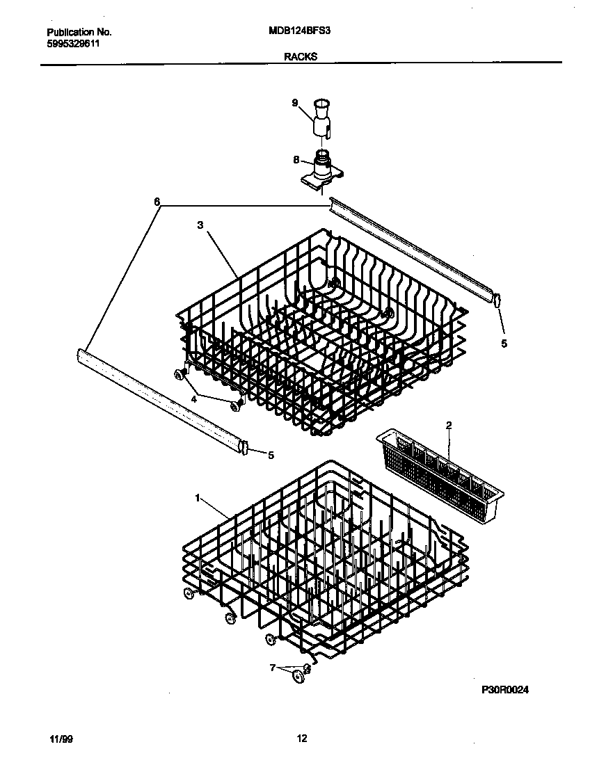 Universal/Multiflex (Frigidaire) MDB124BFS3 rack diagram