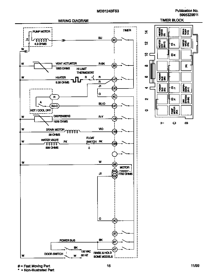 Universal/Multiflex (Frigidaire) MDB124BFS3 wiring diagram diagram