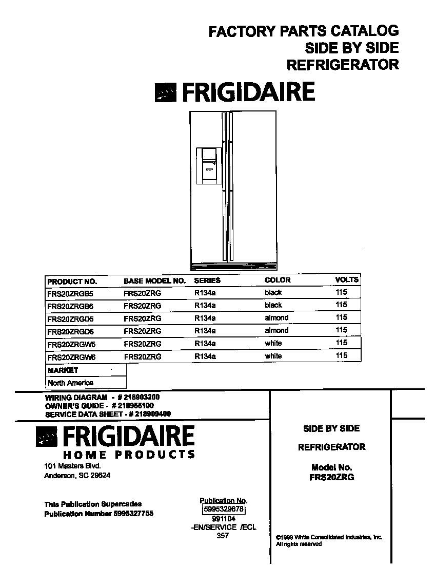 Frigidaire FRS20ZRGD5 cover diagram