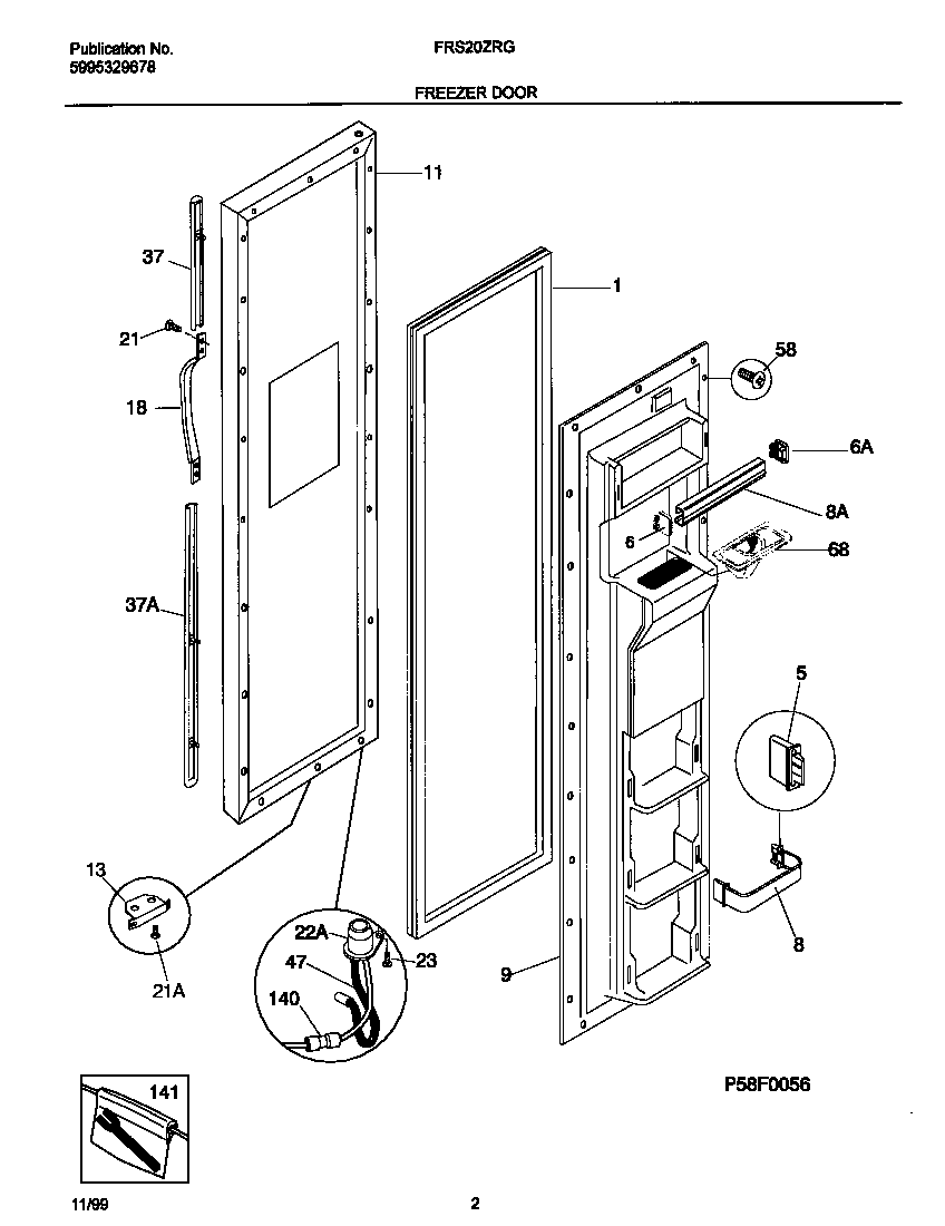 Frigidaire FRS20ZRGD5 frzr door diagram