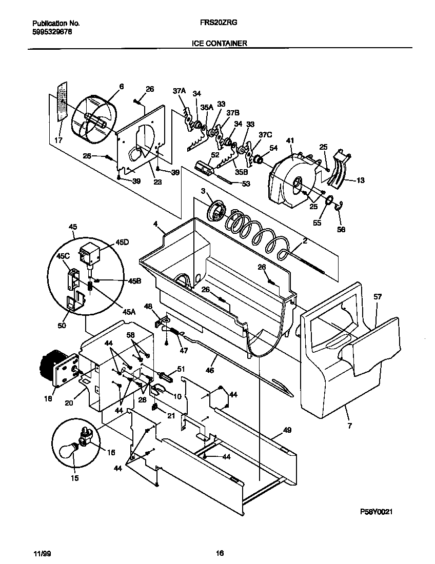 Frigidaire FRS20ZRGD5 ice container diagram