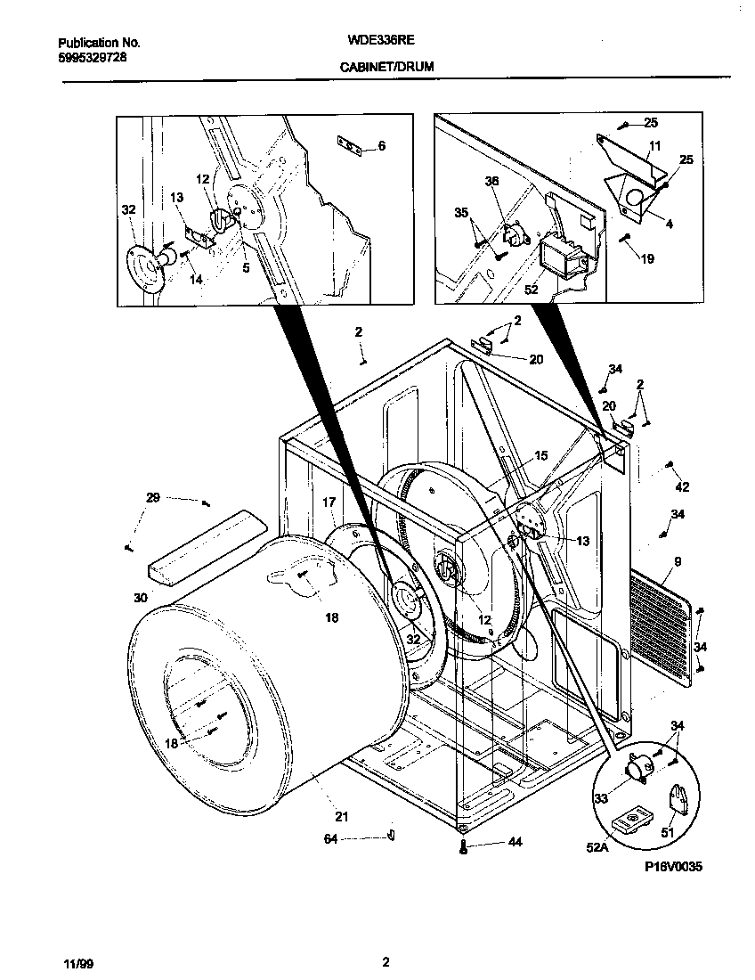 White-Westinghouse WDE336RED1 p16v0035 dry cab,heater diagram