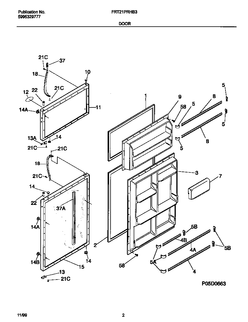 Frigidaire FRT21PRHB3 doors diagram