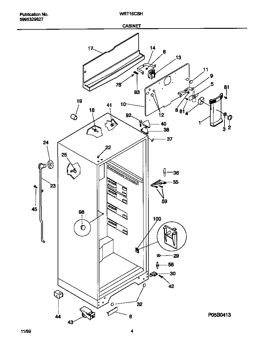 White-Westinghouse WRT15CSHW1 cabinet diagram