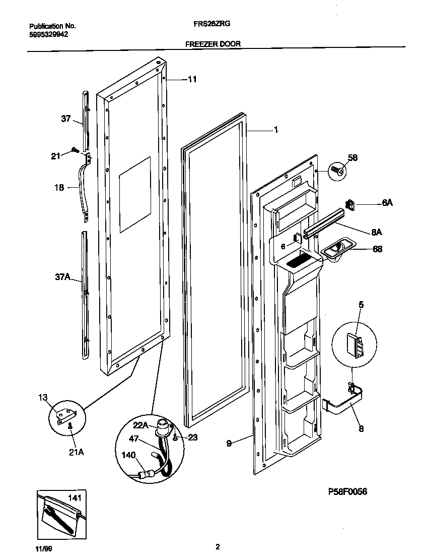 Frigidaire FRS26ZRGW9 frzr door diagram
