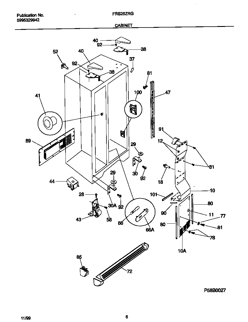 Frigidaire FRS26ZRGW9 cabinet diagram