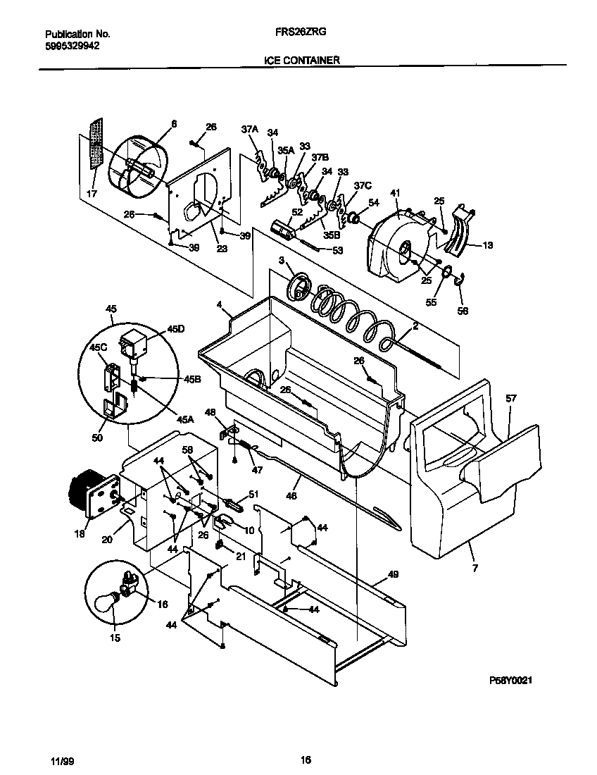 Frigidaire FRS26ZRGW9 ice container diagram