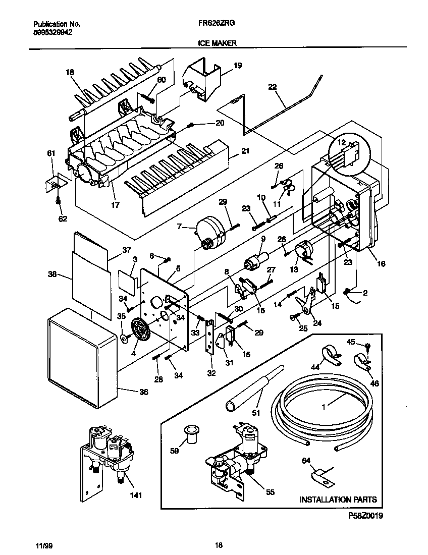 Frigidaire FRS26ZRGW9 ice maker diagram