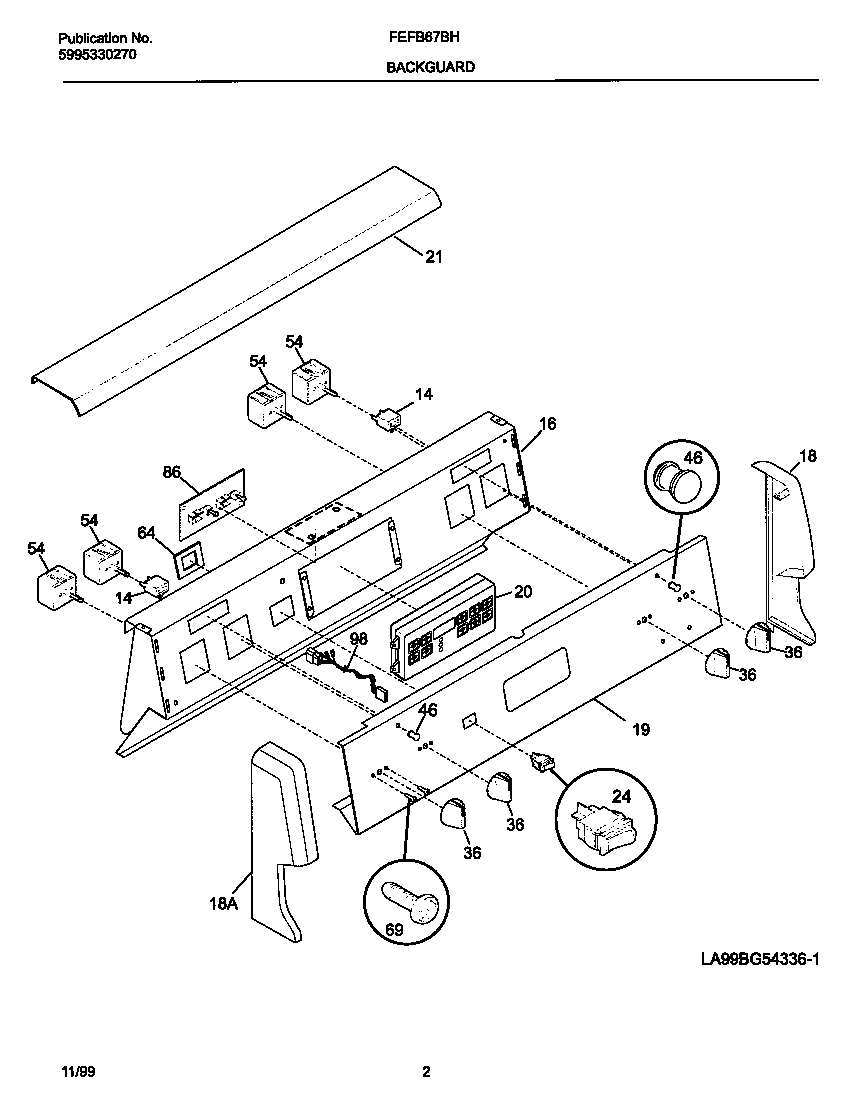 Frigidaire FEFB67BHDE backguard diagram