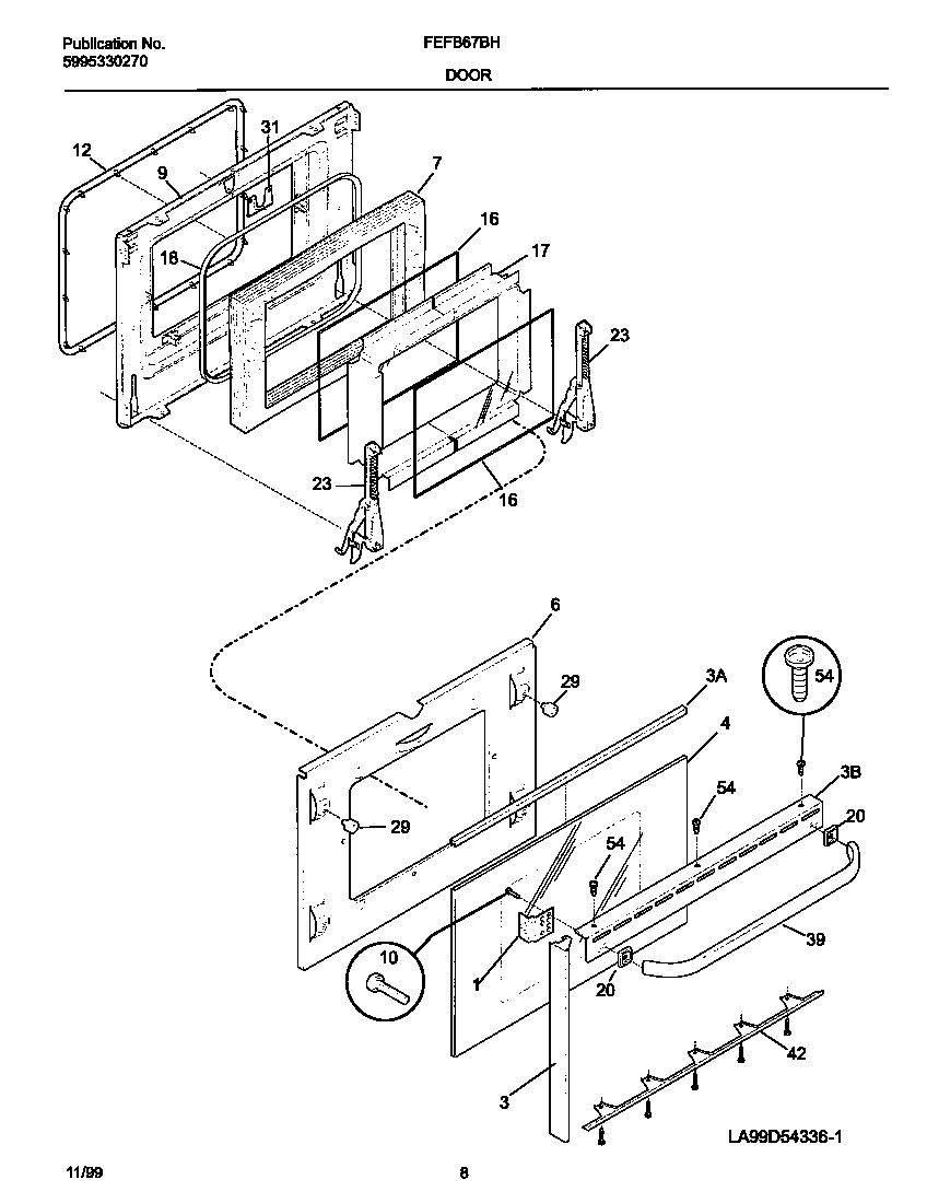 Frigidaire FEFB67BHDE door diagram