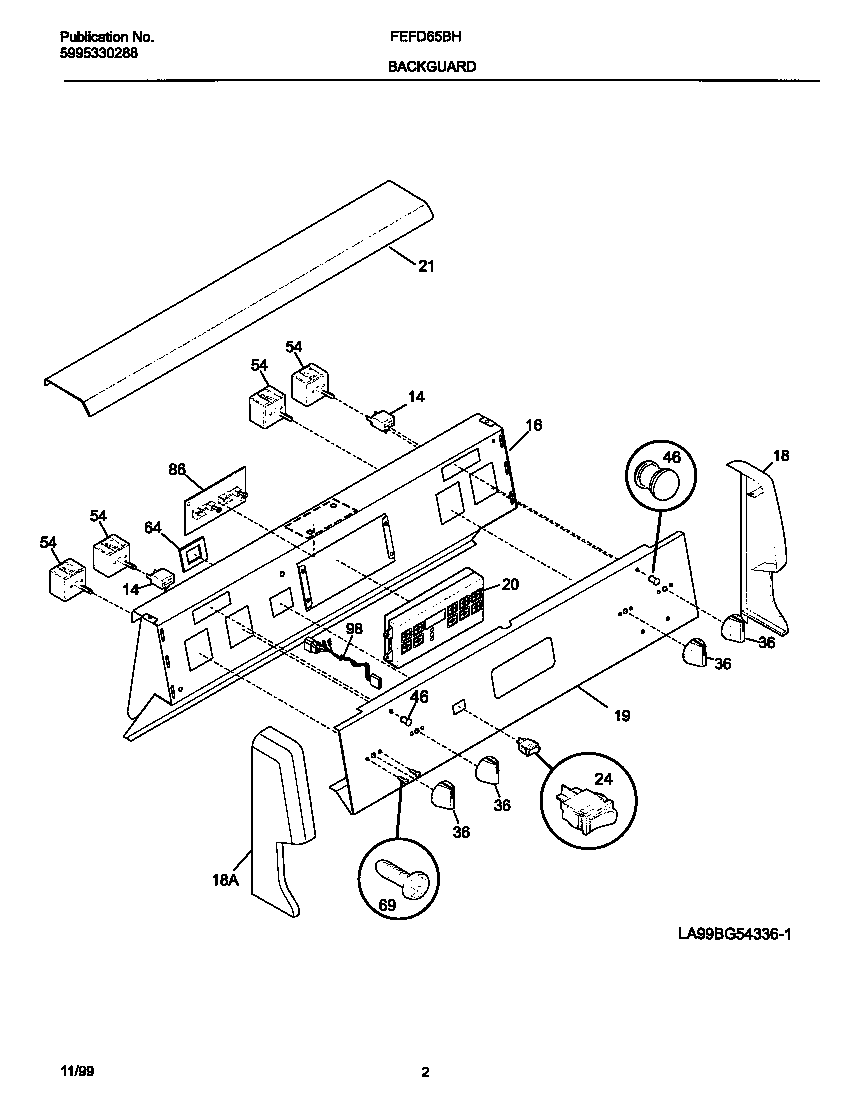 Frigidaire FEFD65BHDE backguard diagram