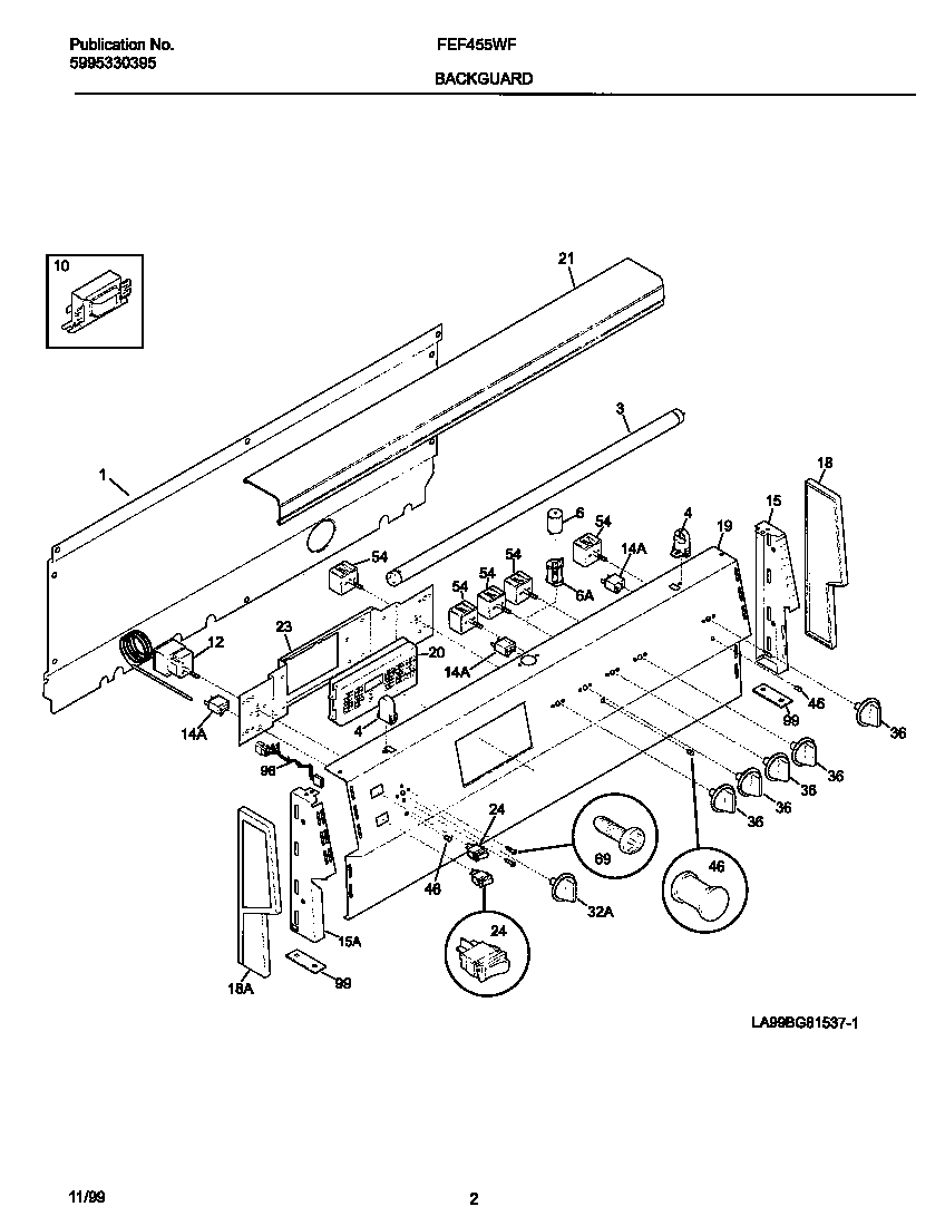Frigidaire FEF455WFBE backguard diagram