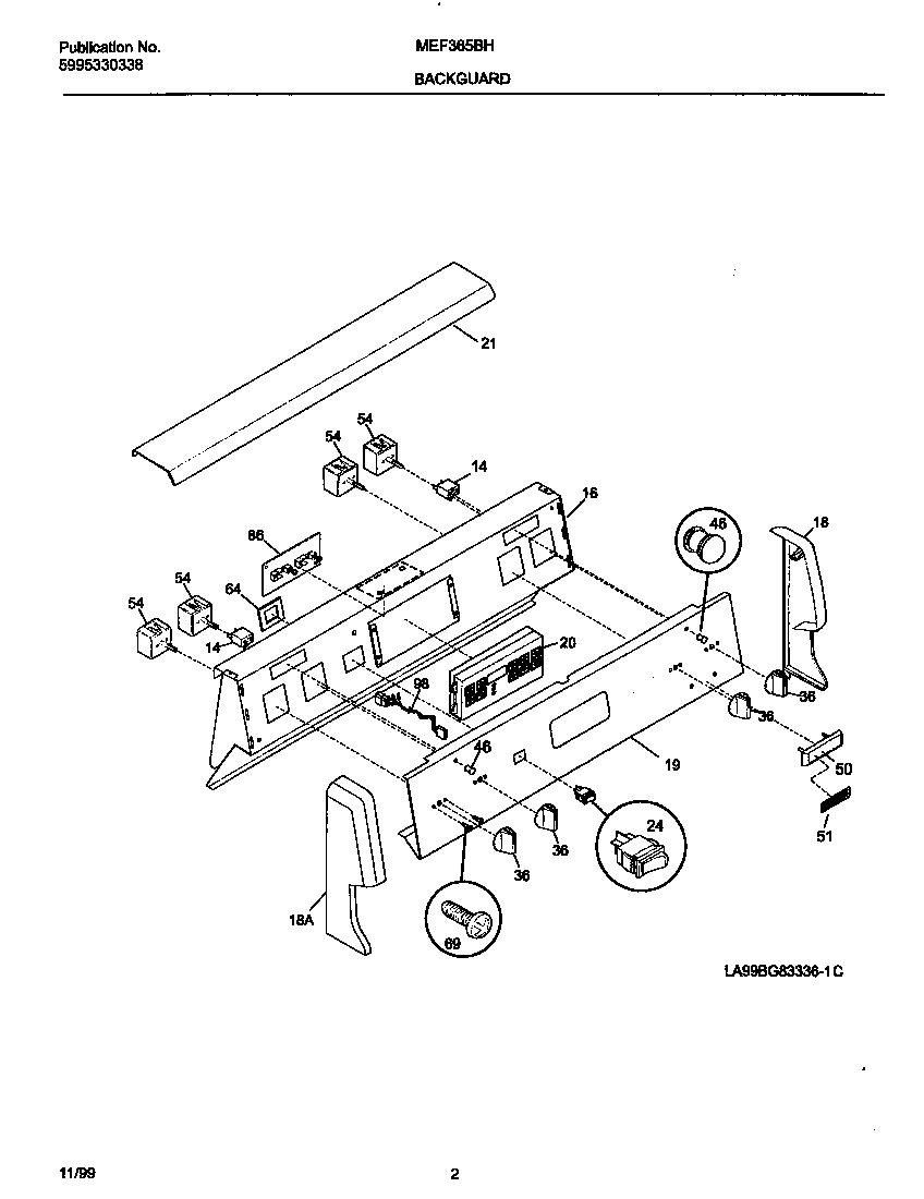 Universal/Multiflex (Frigidaire) MEF365BHD5 backguard diagram