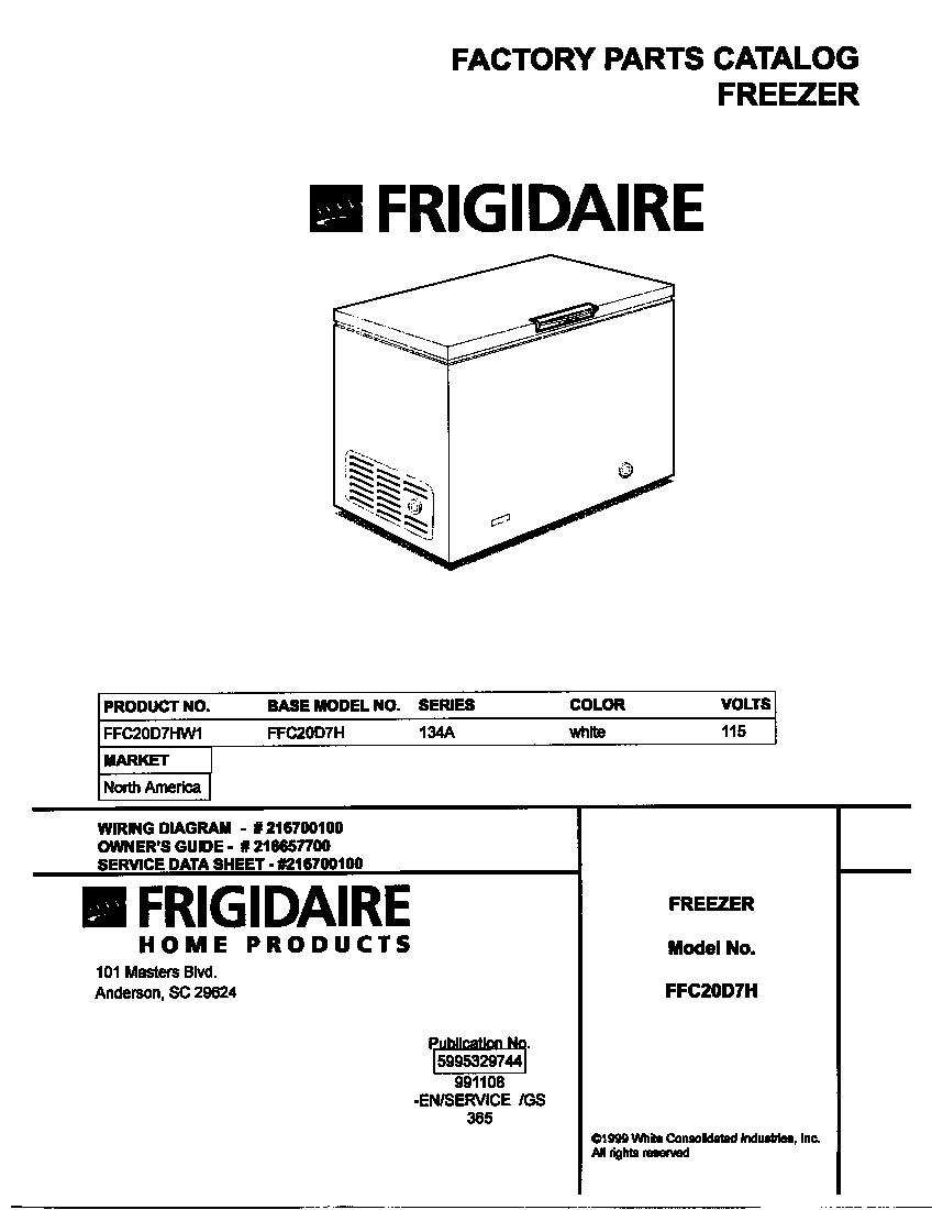Frigidaire FFC20D7HW1 cover diagram
