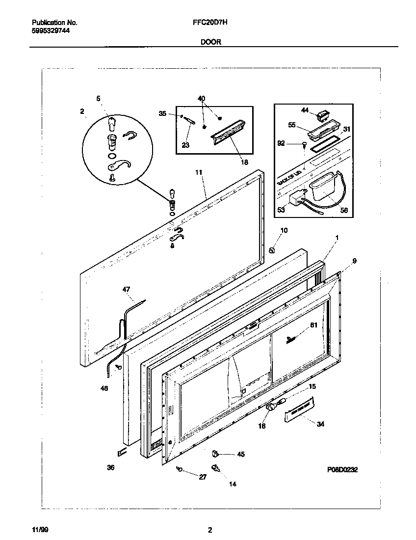 Frigidaire FFC20D7HW1 door diagram