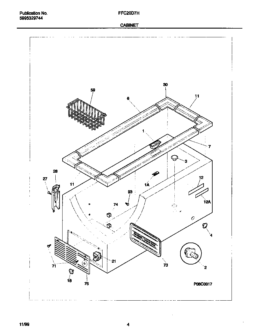 Frigidaire FFC20D7HW1 cabinet diagram