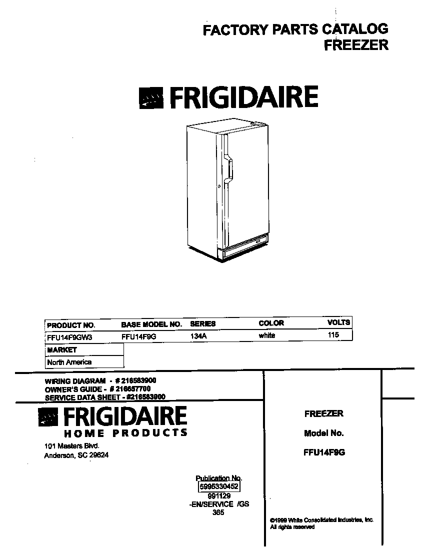 Frigidaire FFU14F9GW3 cover diagram