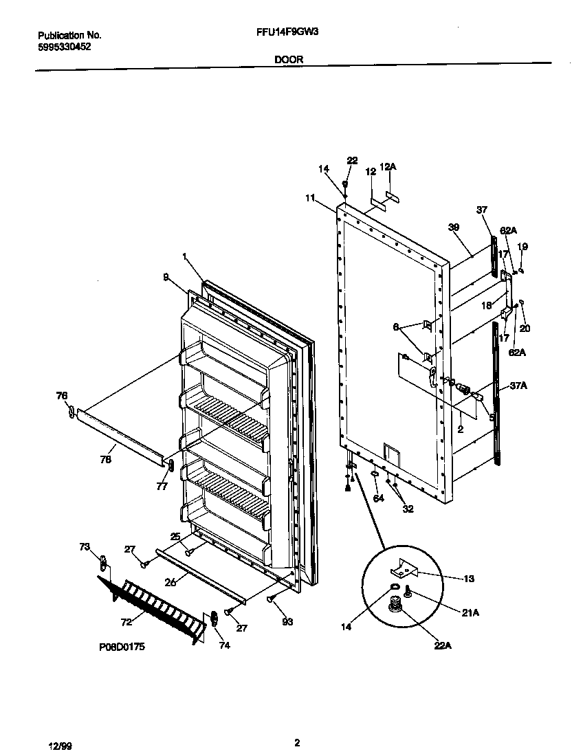 Frigidaire FFU14F9GW3 door diagram