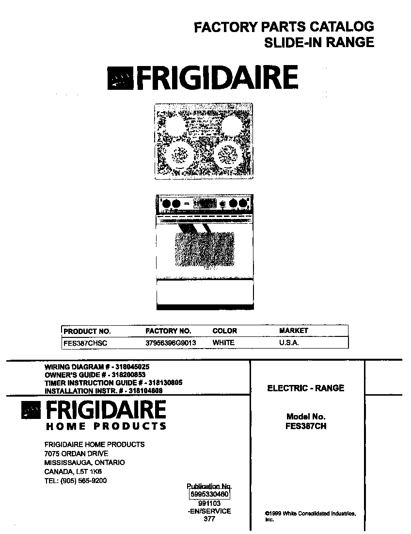 Frigidaire FES387CHSC cover diagram