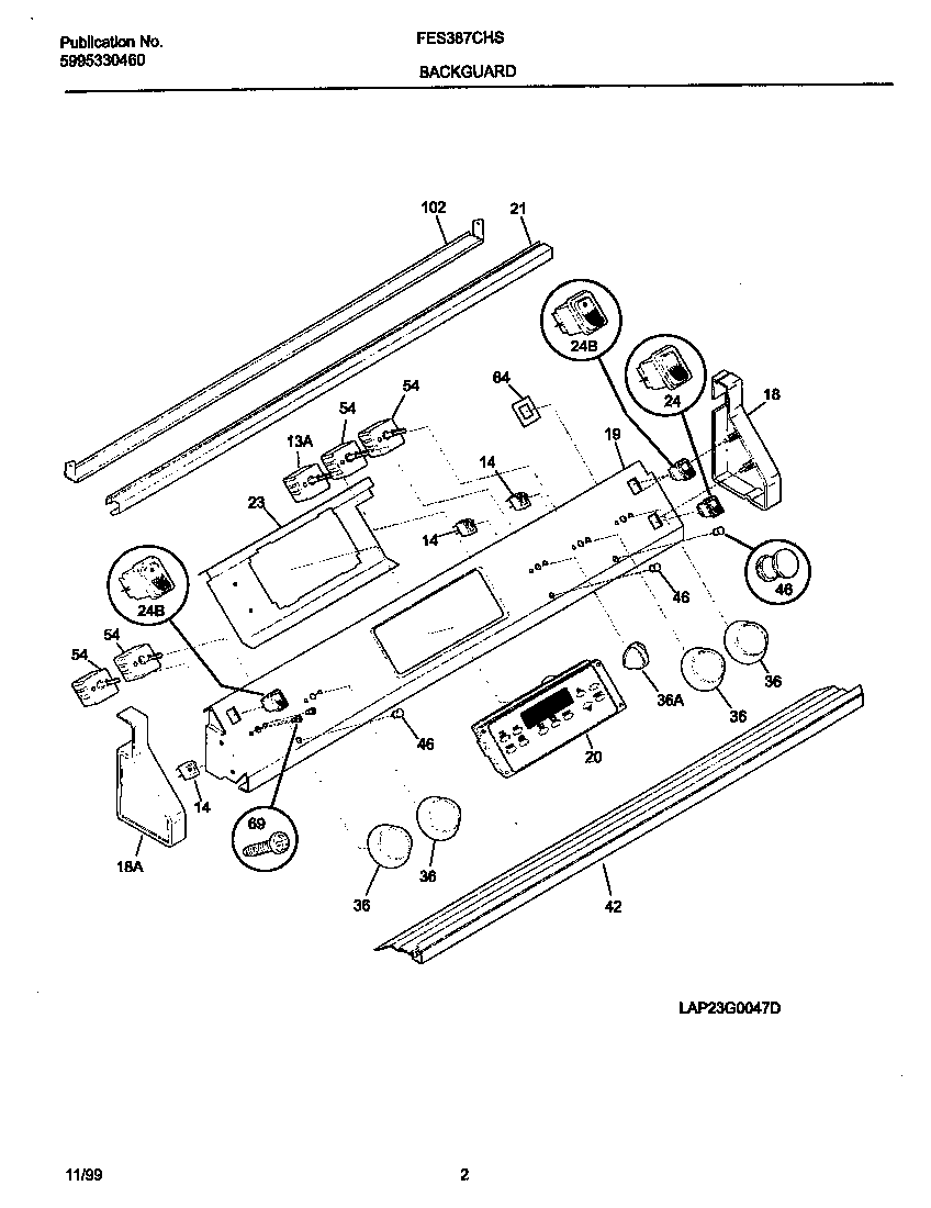 Frigidaire FES387CHSC backguard diagram